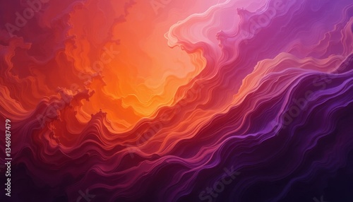 Dramatic Action of Bold Color Transitions in Orange and Purple Abstract Art Composition for Visual Impact