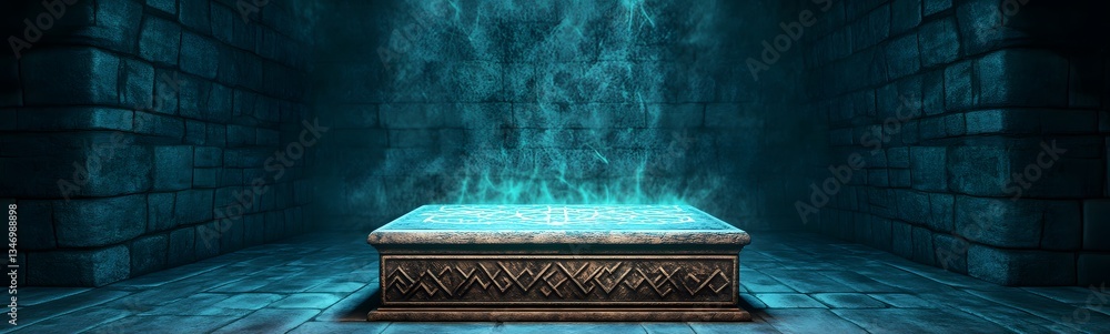 A podium made of ancient stone, covered in glowing arcane symbols.