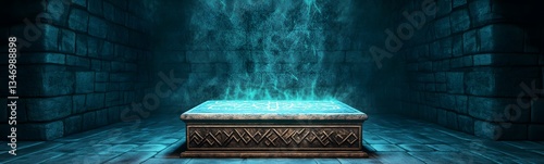 Obraz na płótnie A podium made of ancient stone, covered in glowing arcane symbols. w salonie