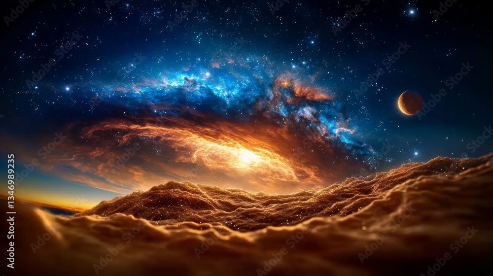 Cosmic Journey through Vibrant Galaxy and Colorful Clouds Cosmic Journey through Vibrant Galaxy and Colorful Clouds