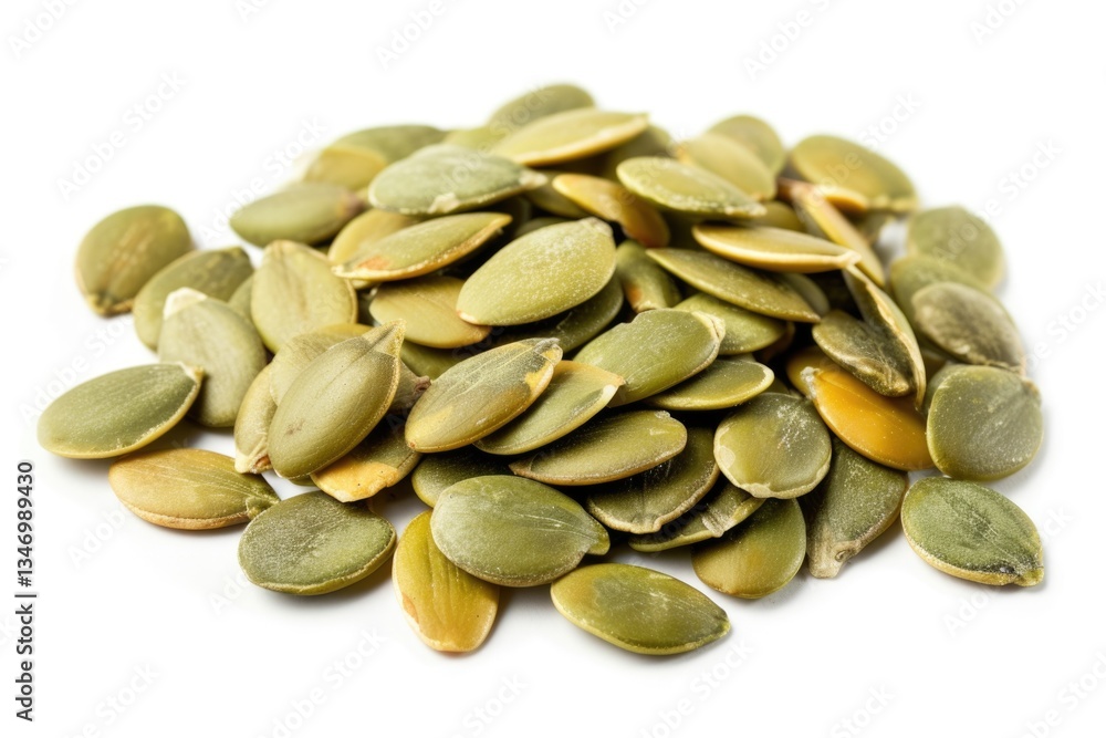 A pile of shelled pumpkin seeds, a nutritious and healthy snack. A pile of shelled pumpkin seeds, a nutritious and healthy snack.