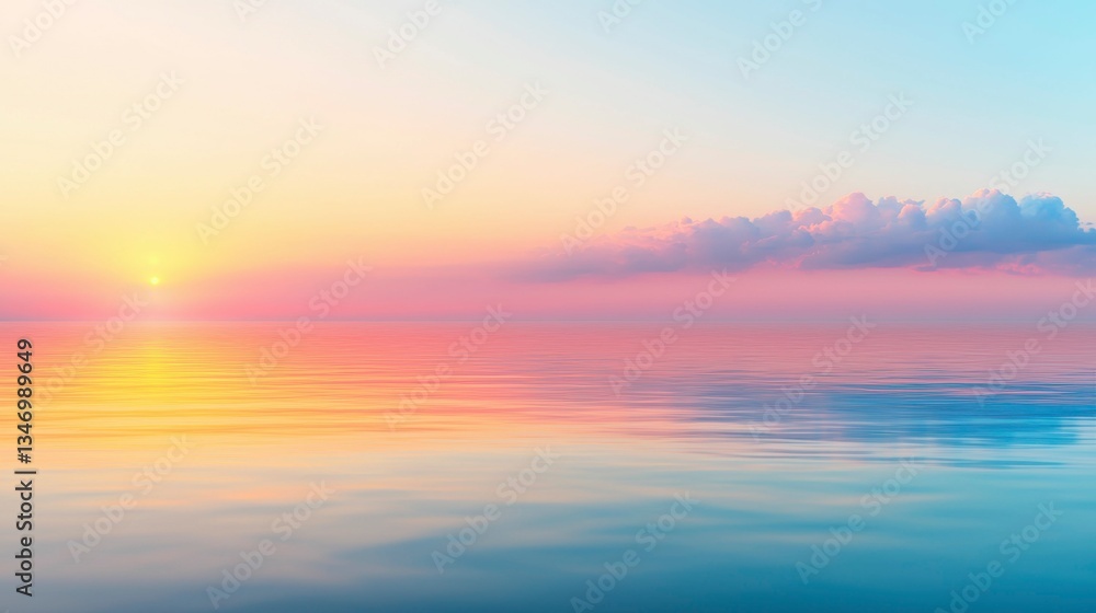 Fototapeta premium A close-up of the cloud reflection in the wake of the river cruise ship Excellence Katharina on the Volga River at sunset, capturing the soft colors of the sky and the ship's trail. , Minimalism