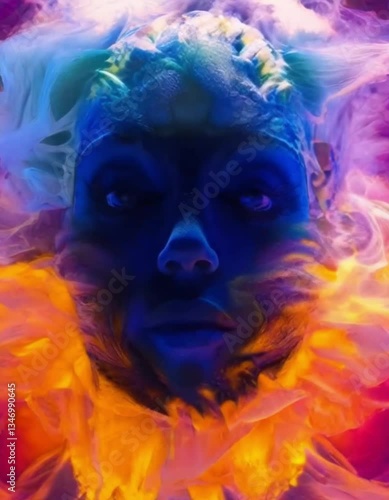 Visage Mystérieux dans un Nuage de Couleurs