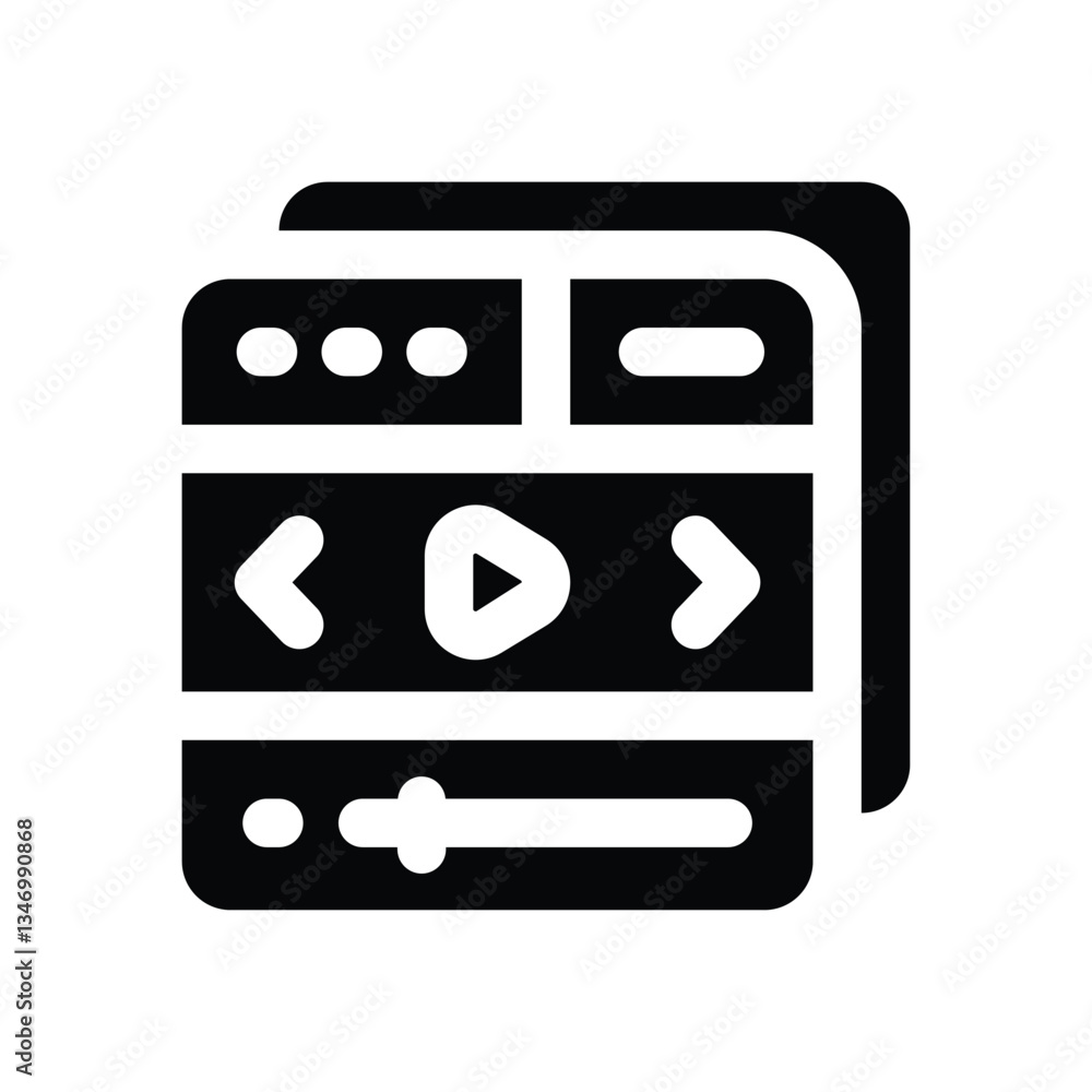 video player glyph icon. Strong and solid vector icon for websites, mobile interfaces, presentations, and visual branding. High quality and easy to edit. video player glyph icon. Strong and solid vector icon for websites, mobile interfaces, presentations, and visual branding. High quality and easy to edit.