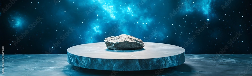 A podium crafted from a fallen meteorite, pulsating with extraterrestrial energy.