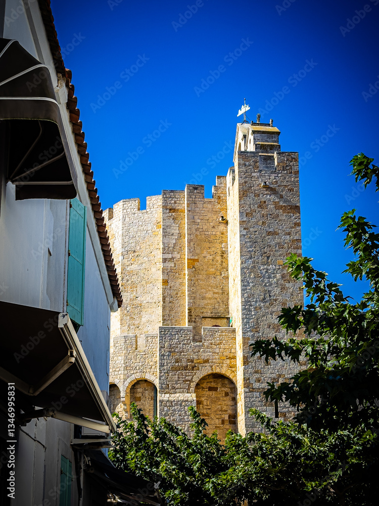 Old Village Street View of Saintes-Maries-de-la-Mer in France