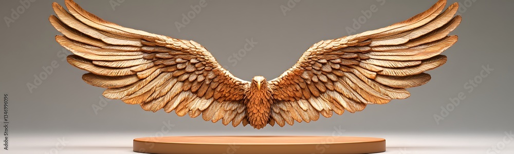 A podium shaped like massive eagle wings, symbolizing power and victory.