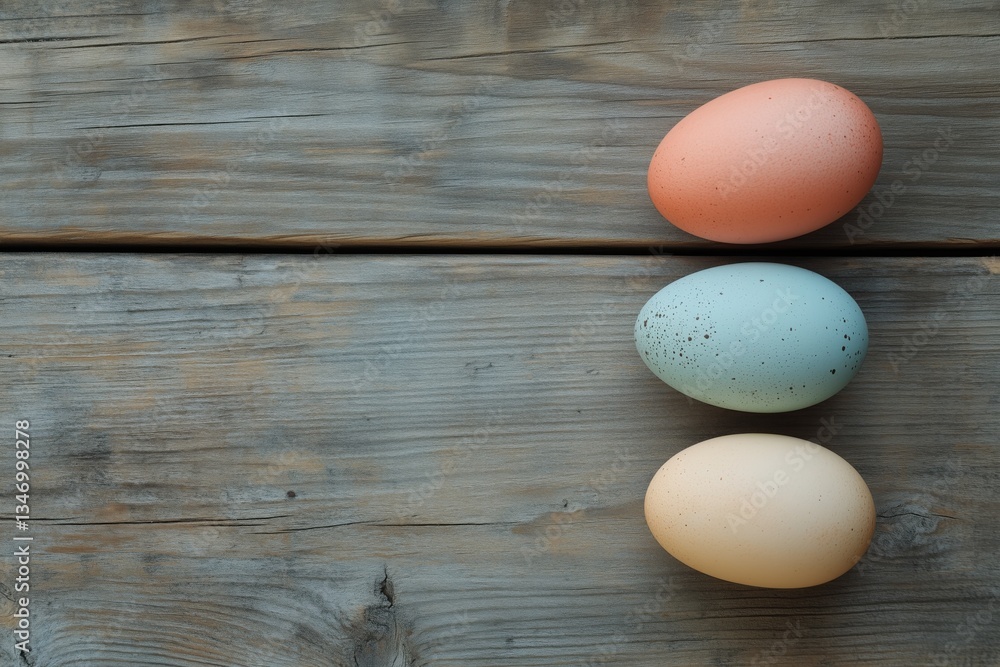 Pastel pink and blue Easter eggs on wooden background Pastel pink and blue Easter eggs on wooden background