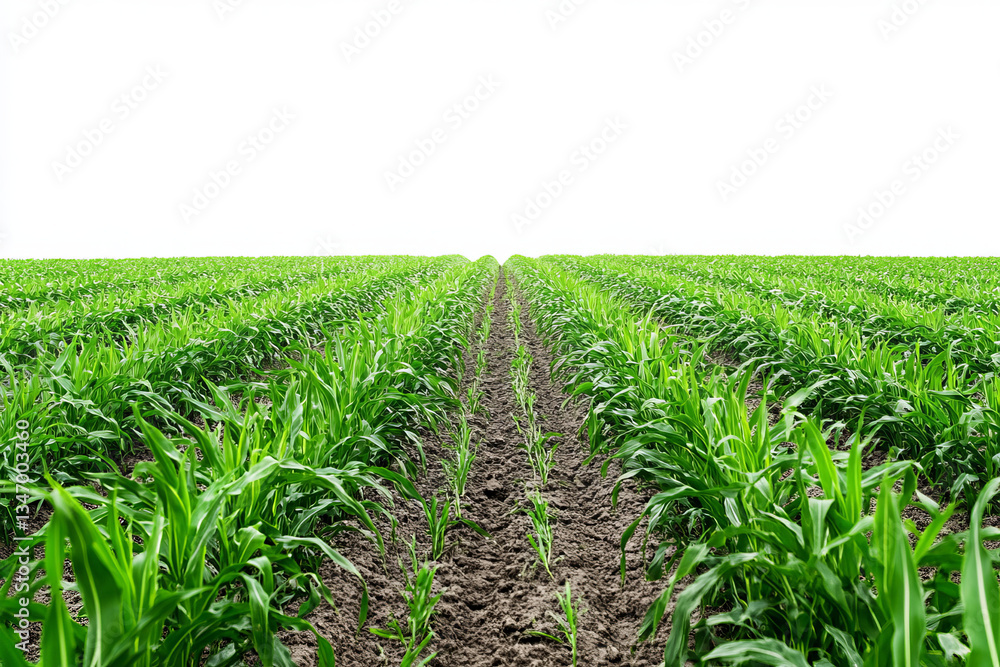 Fototapeta premium green grass field isolated on white background