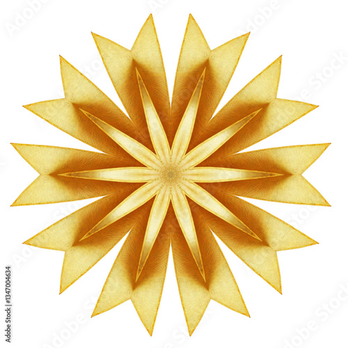 Gold design star, decorative element on a transparent background