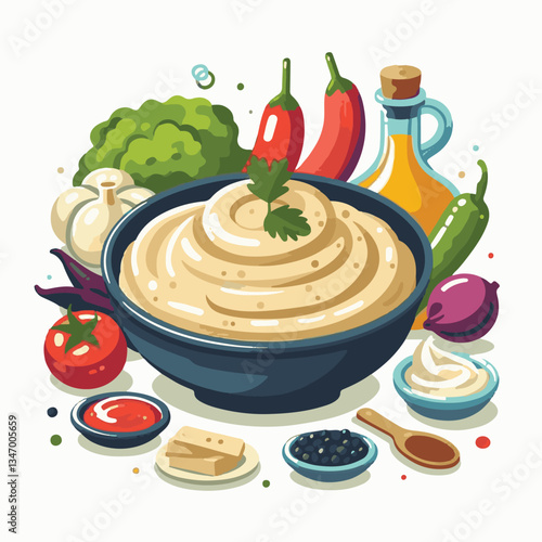 food, eggplant, cuisine, arabic, traditional, appetizer, vegetarian, dip, hummus, babaganoush, turkish, lebanese, vegetable, mediterranean, ganoush, parsley, healthy, snack, arabian, greek, baba, back