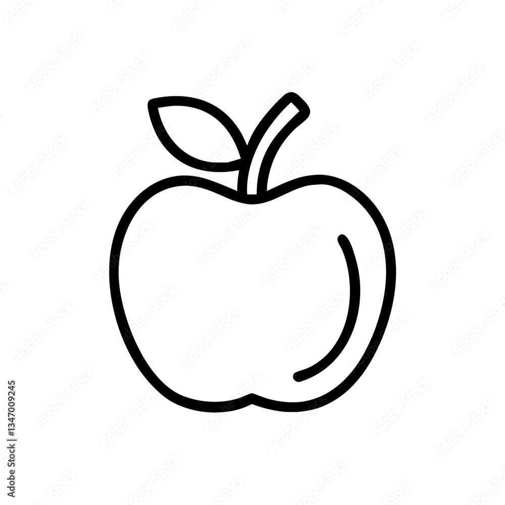 Outline of an Apple Icon Representing Freshness in Minimalist Style Outline of an Apple Icon Representing Freshness in Minimalist Style
