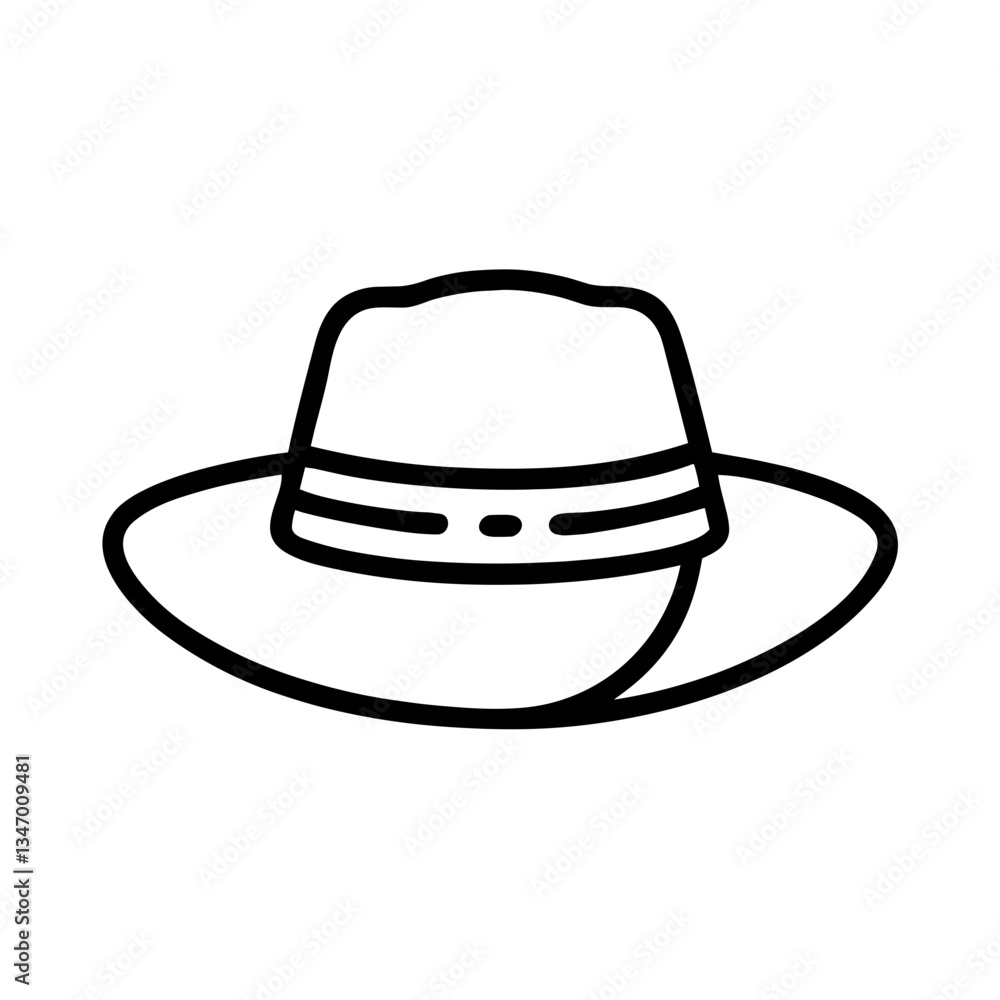 Classic Sun Hat Icon in Minimalist Style with Black Lines Classic Sun Hat Icon in Minimalist Style with Black Lines