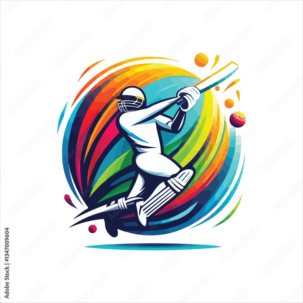 Fototapeta premium Batsmen in Action Hitting the Ball