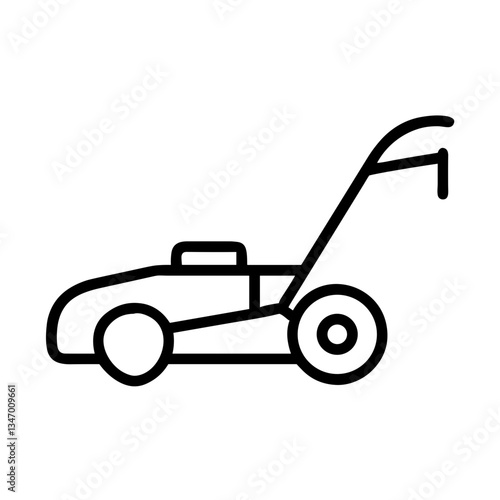 Lawn mower icon in a minimalist style on a white background  