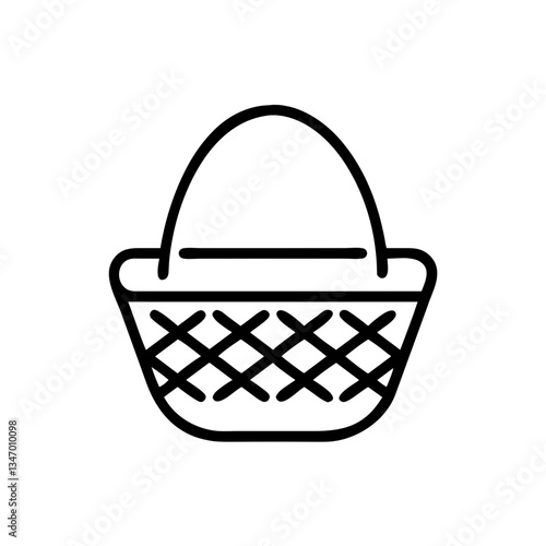 Simple line drawing of a basket for spring gardening  