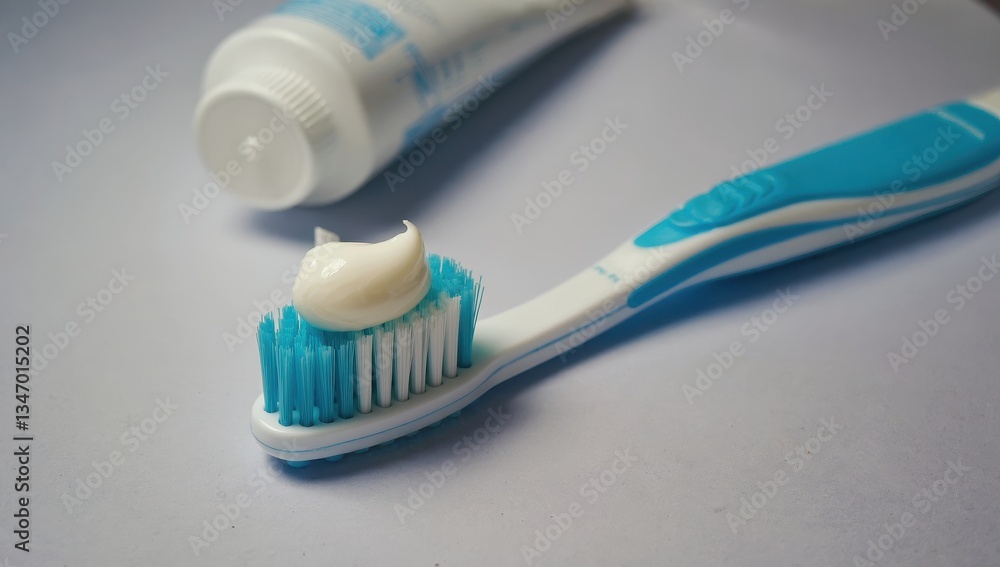 Toothbrush with toothpaste on white background Toothbrush with toothpaste on white background