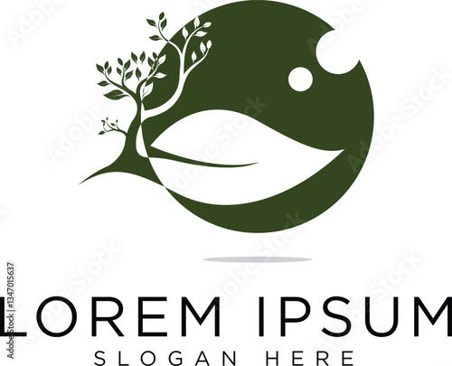 Abstract vibrant tree logo design, root vector - Tree of life logo design inspiration isolated on white background.	