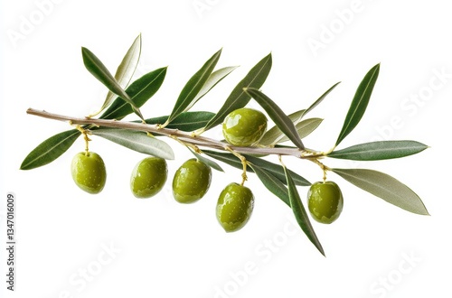 Wallpaper Mural Fresh green olives on a branch with vibrant leaves, showcasing natural textures and colors, ideal for culinary and health-related projects. Torontodigital.ca