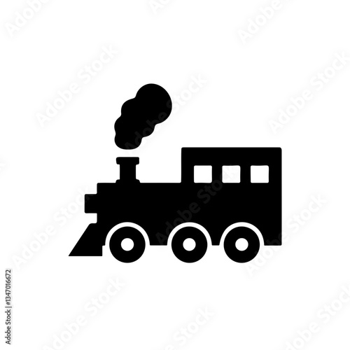 Train with Steam Engine Icon, Classic Locomotive Symbol
