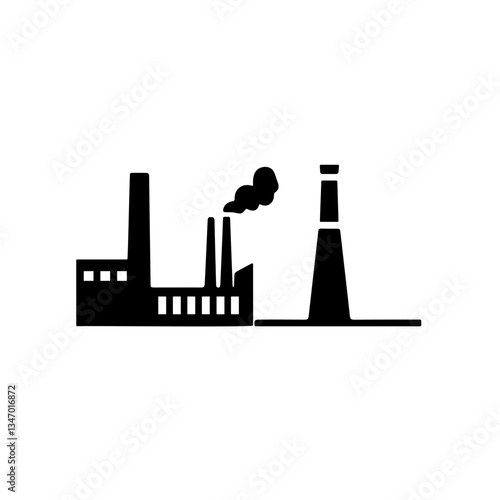Factory Icon Design for Manufacturing and Industry