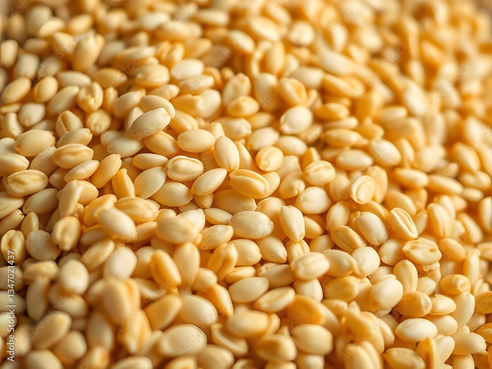 Close-up of a Pile of Sesame Seeds Healthy Grain, Food Ingredients, Culinary, Macro Shot, Texture, Diet. Close-up of a Pile of Sesame Seeds Healthy Grain, Food Ingredients, Culinary, Macro Shot, Texture, Diet.