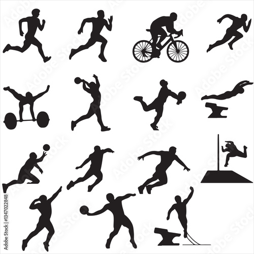 set vector various summer Olympic  silhouettes