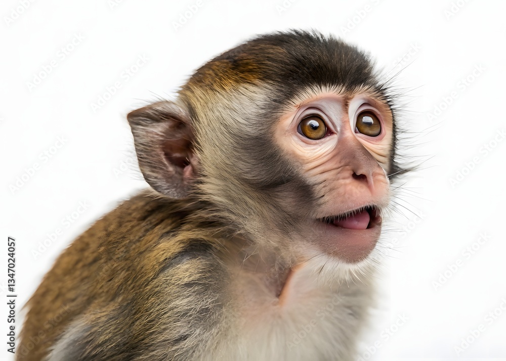 Close-up of Mixed-Breed monkey with white background Close-up of Mixed-Breed monkey with white background