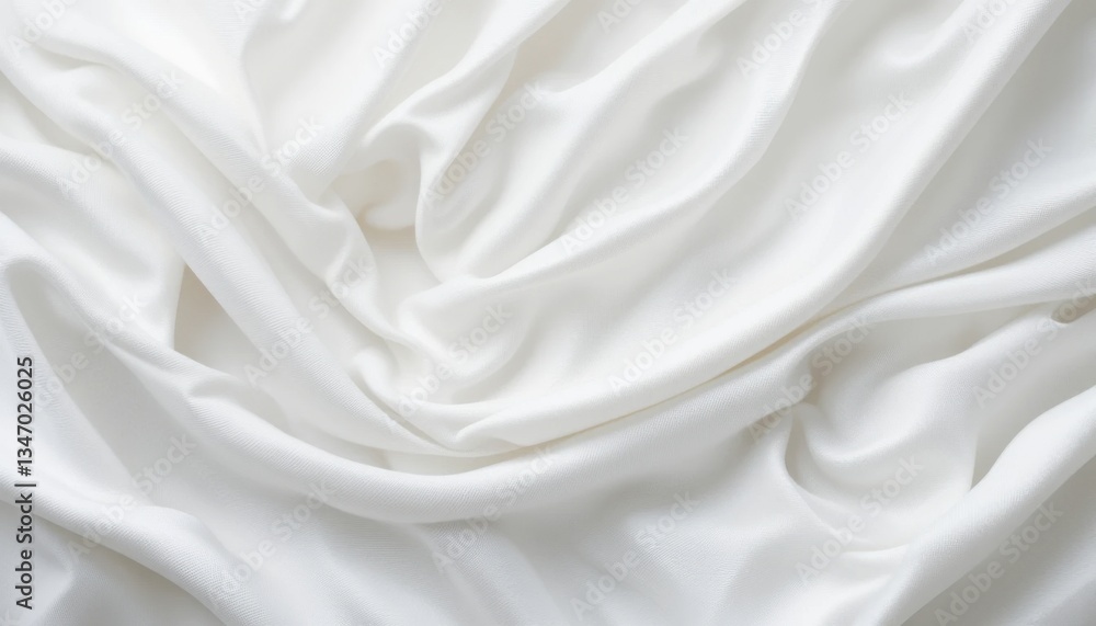 Obraz premium Elegant White Fabric Texture with Pleats and Folds, Draped Silk Appearance in Soft Lighting