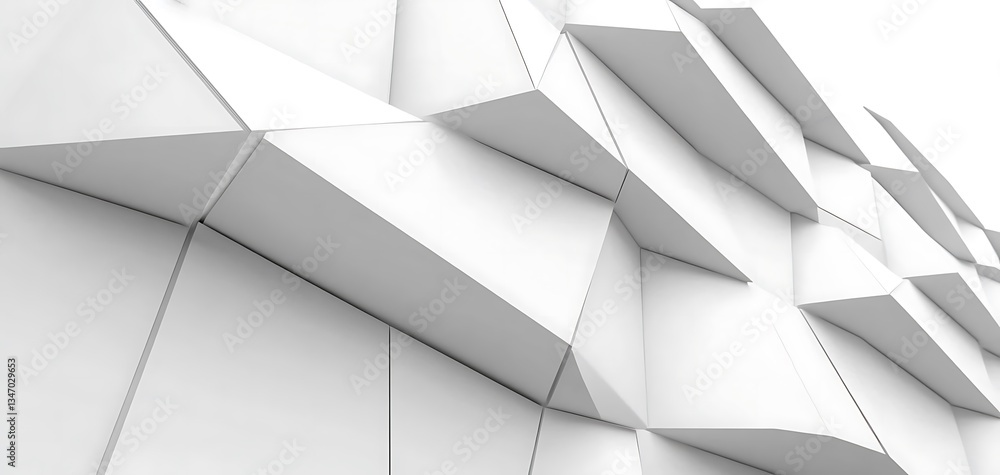 Obraz premium Geometric Facade White Architectural Wall with Angular Projections Design