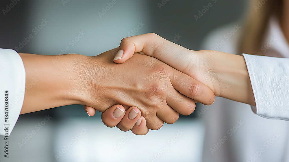 Close up of hands shaking between two individuals, symbolizing agreement and collaboration in professional setting. This gesture conveys trust and partnership, essential in business interactions Close up of hands shaking between two individuals, symbolizing agreement and collaboration in professional setting. This gesture conveys trust and partnership, essential in business interactions