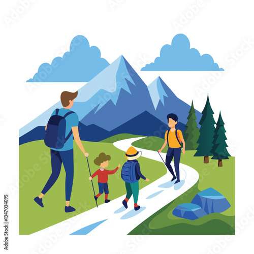 Family vacation vector illustration