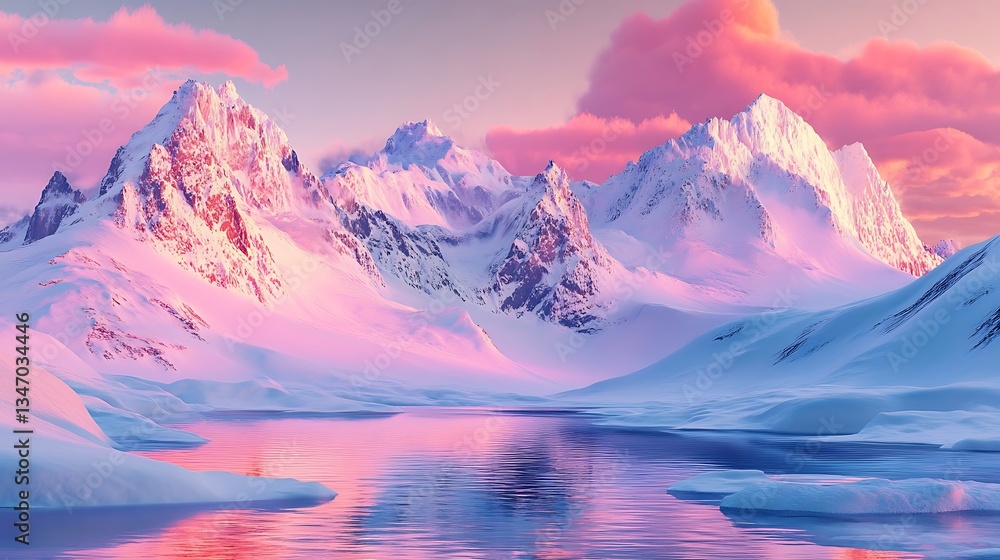 Obraz premium Majestic snow-covered peaks bathed in golden sunrise high resolution wallpaper