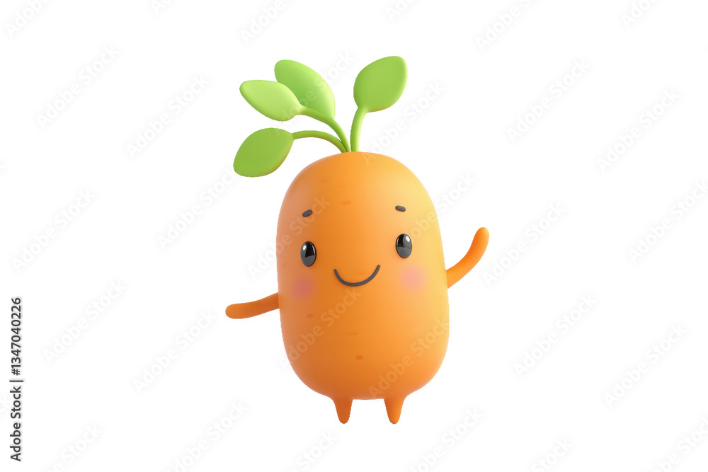A cheerful cartoon carrot character standing on a black background with a friendly expression A cheerful cartoon carrot character standing on a black background with a friendly expression