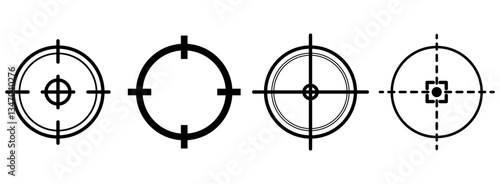  collection of icons, symbols, weapons sights, target, ,sniper scope. Isolation on a white background. Stylish vector illustration for web design.