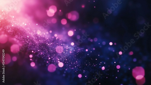 Ethereal Galaxy Background with Sparkling Dust and Bokeh Lights in Pink and Deep Blue Hues