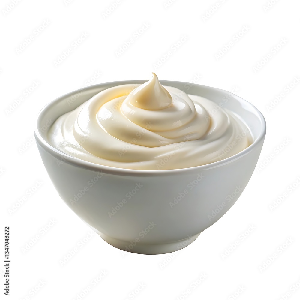 Creamy swirls of mayonnaise in a pristine white bowl, a delightful culinary delight perfect for dipping and dressing. Creamy swirls of mayonnaise in a pristine white bowl, a delightful culinary delight perfect for dipping and dressing.