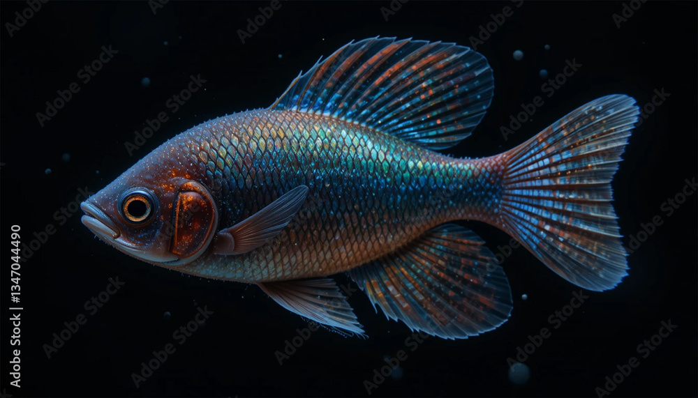 tropical beta fish in black isolated background tropical beta fish in black isolated background