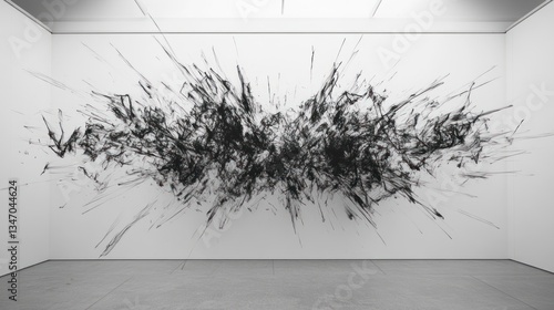 Abstract Ink Explosion on Gallery Wall