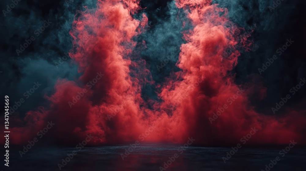 Fototapeta premium Dramatic smoke, vibrant colors, dark space