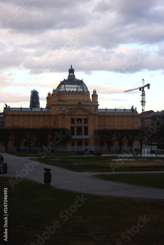 Historic Art Pavilion in Zagreb, Croatia in early spring.