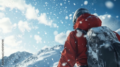 Snowboarder confidently riding down a steep mountain slope, with bright sunshine and fresh powder creating the perfect winter sports atmosphere.