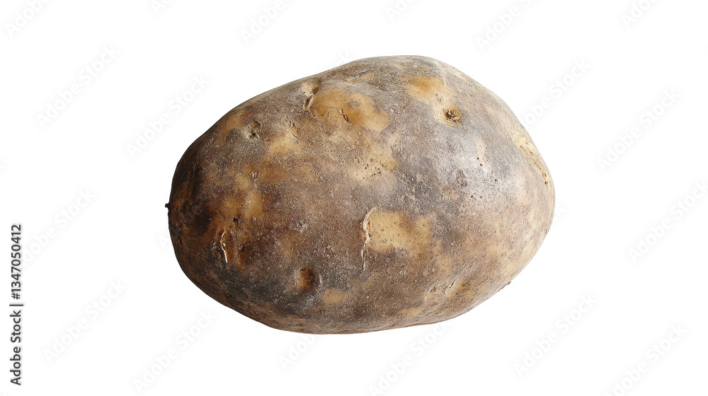 A rustic, unpeeled brown potato showcasing its natural, earthy texture. A rustic, unpeeled brown potato showcasing its natural, earthy texture.