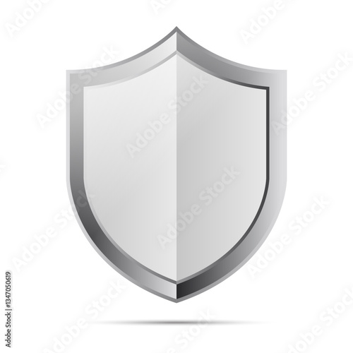 Silver chrome vector shield icon