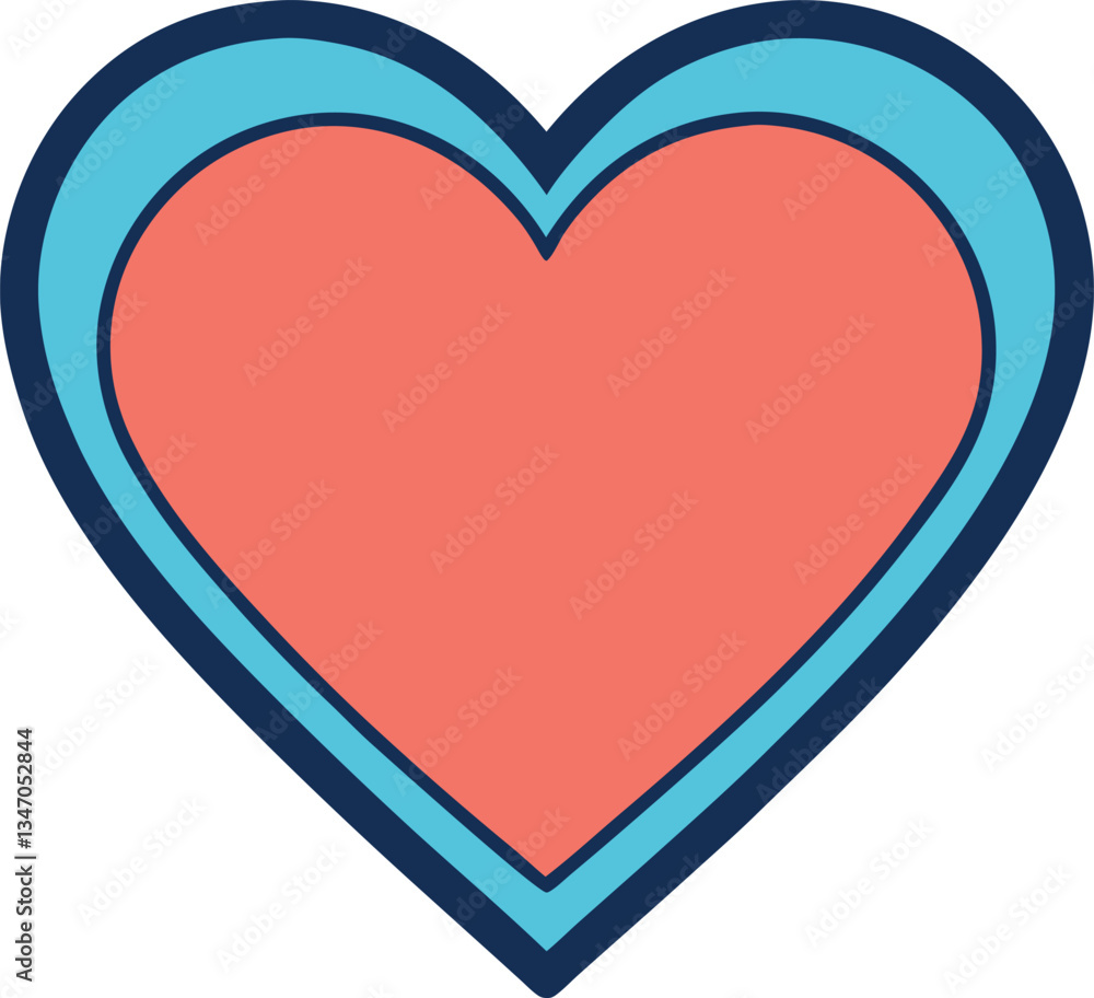 Heart Icon with Coral Fill and Blue Double Outline, A heart icon with a coral fill and double blue outline, symbolizing love, affection, and emotional connection.
Heart Icon with Coral Fill and Blue Double Outline, A heart icon with a coral fill and double blue outline, symbolizing love, affection, and emotional connection.