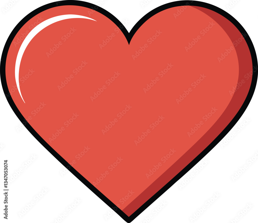 Simple Red Heart Icon with Bold Outline, A simple, solid red heart icon with a bold black outline, representing love, affection, and emotion.
Simple Red Heart Icon with Bold Outline, A simple, solid red heart icon with a bold black outline, representing love, affection, and emotion.