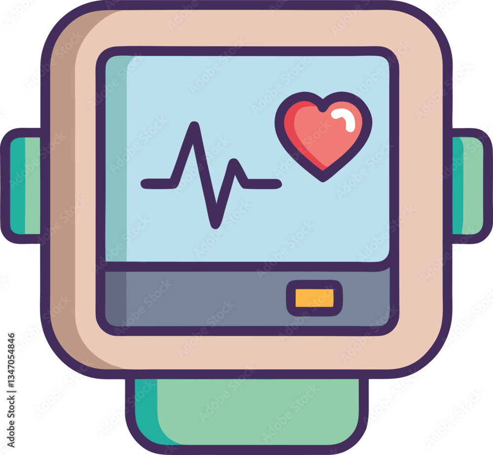 Illustration of Health Monitor on Smartwatch with Heart Icon, An illustration of a smartwatch displaying a heart icon and a heartbeat line, symbolizing health monitoring and wellness tracking.
Illustration of Health Monitor on Smartwatch with Heart Icon, An illustration of a smartwatch displaying a heart icon and a heartbeat line, symbolizing health monitoring and wellness tracking.