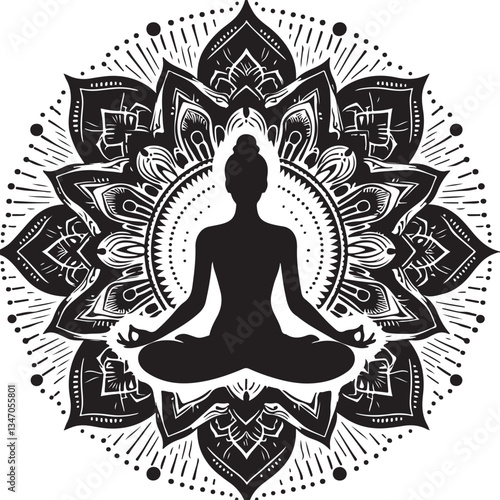 Zen Mandala Meditation | Yoga Spiritual Silhouette"