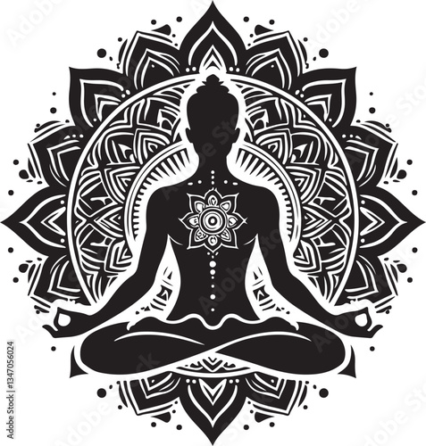 Zen Mandala Meditation | Yoga Spiritual Silhouette"