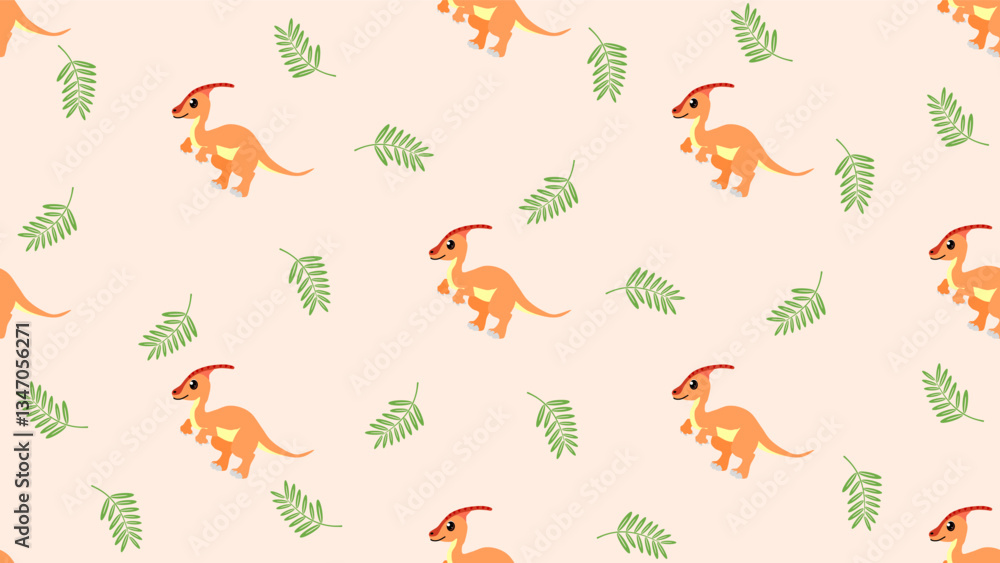 Naklejka premium Dinosaurs seamless pattern background. Cute Dinosaurs illustration pattern. Cartoon Dinosaurs background. Perfect for fashion clothes, shirt, fabrics, textiles, wallpaper, decor, print, packaging.